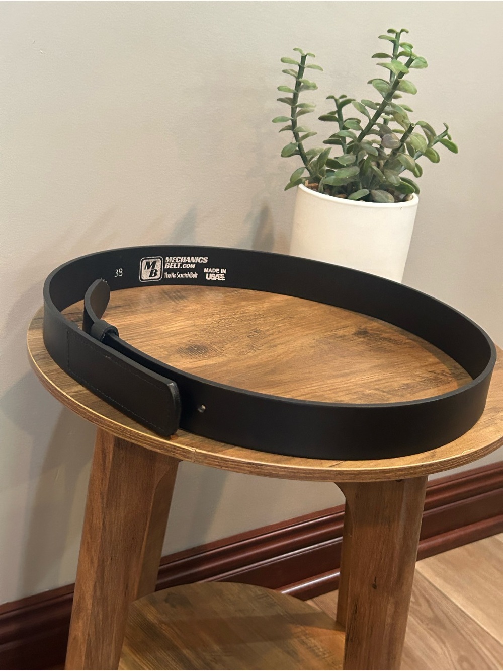 Mechanics Belt No Scratch Belt USA Black Leather Size 38 Work Utility